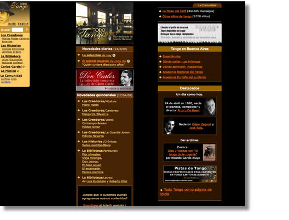 La Web de la Semana: Todo TangoUna enciclopedia del tango